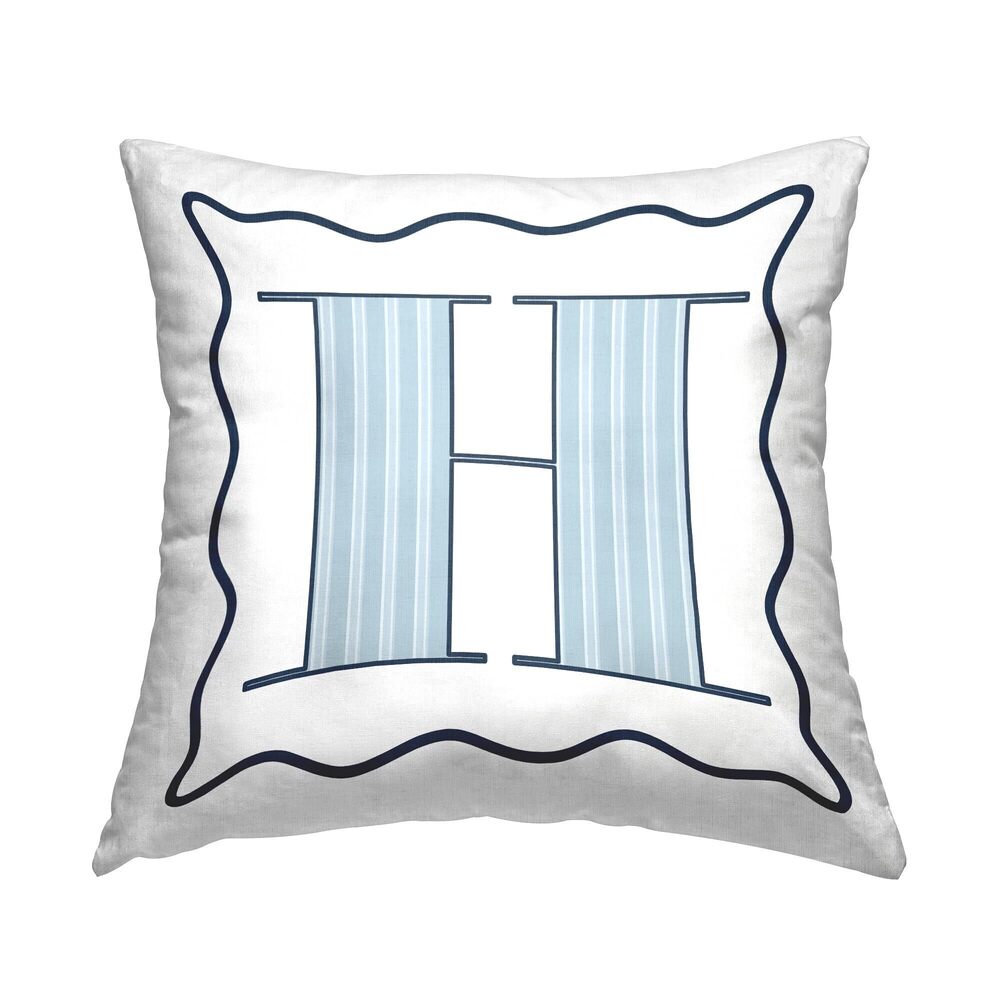 1799 Polka Dot Blue Letter Pillow, 18 x 18, H